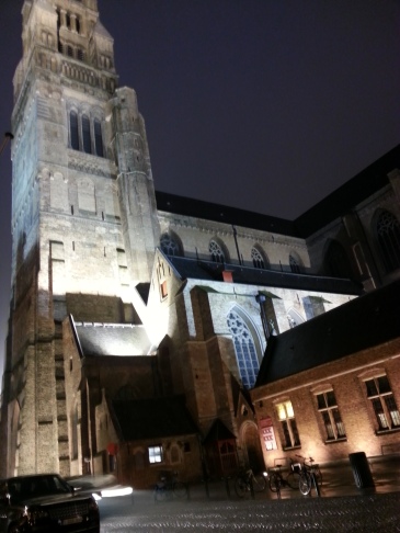 night image of St. Salvators Cathedral